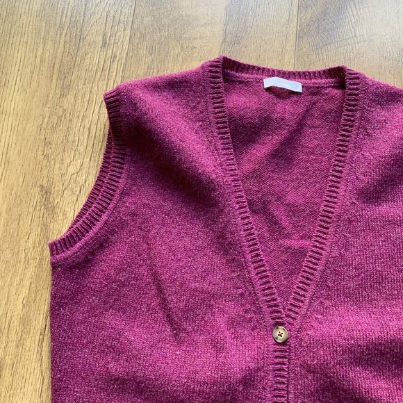 Munrospun Tank Top Knitted Waistcoat Size Medium Pink Sweater Vest WOOL - Picture 9 of 9